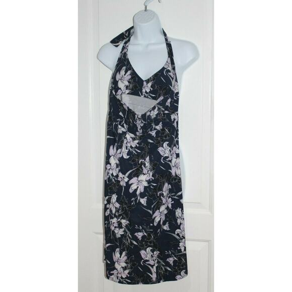 Athleta Halter Tie Top Sleeveless Blue Floral Dress Size Women's 2 - Picture 6 of 7
